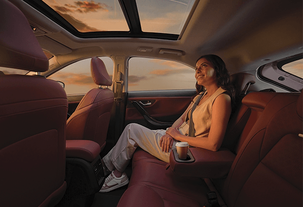 Tata Curvv Rear Central Armrest with Cup Holder and Leatherette Finish